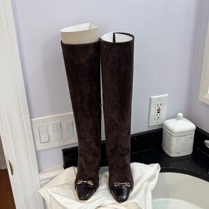 NWOT Salvatore Ferragamo Dark Brown Suede Boots.